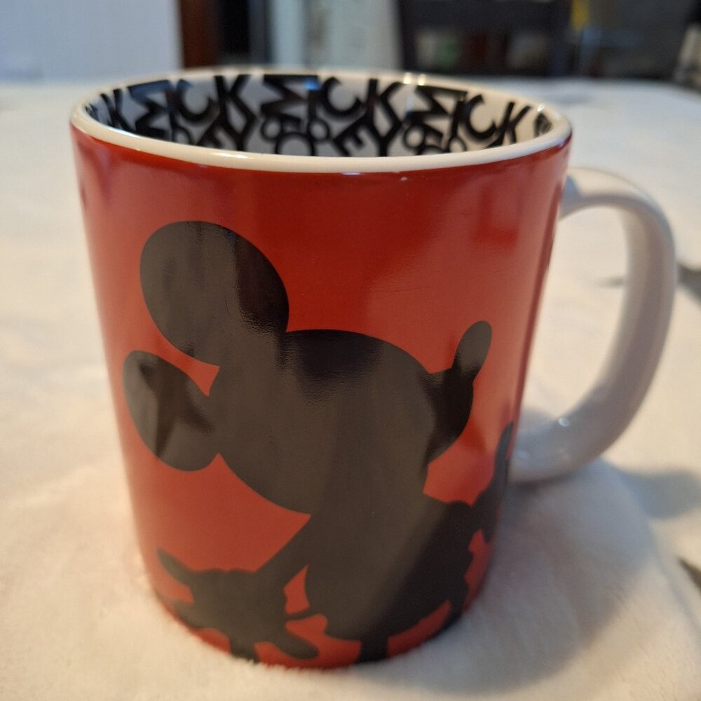 Disney Parks Mickey Mouse Gosh Silhouette Mug Red & Black Coffee Tea Mug Cup